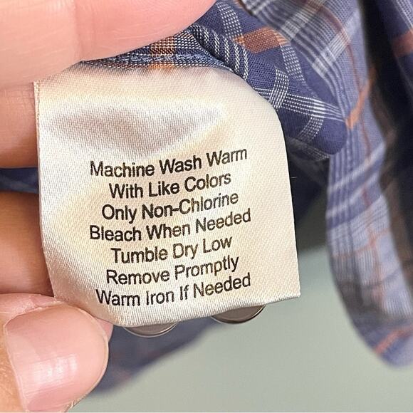 Joseph Abboud Men's Blue Plaid Collared Long Cuffed Sleeve Button-Up Shirt XL - Picture 9 of 11